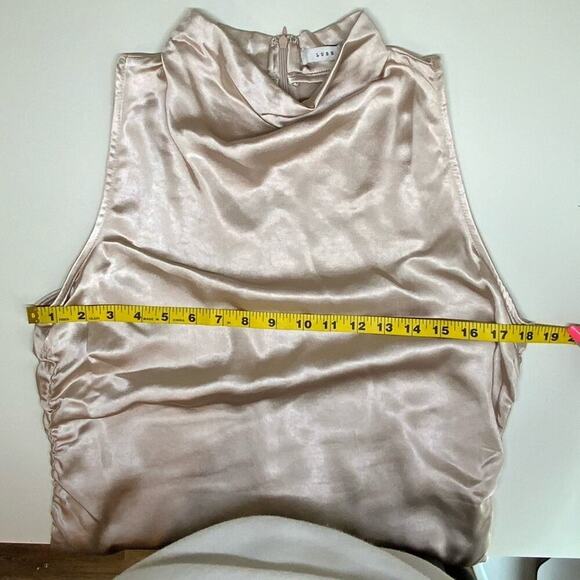 NWT | LUSH | Mock Neck Satin Midi Dress | Irish Cream | Large - Picture 11 of 14